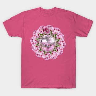 Pink Disco Ball Flower Mandala Women Girls T-Shirt